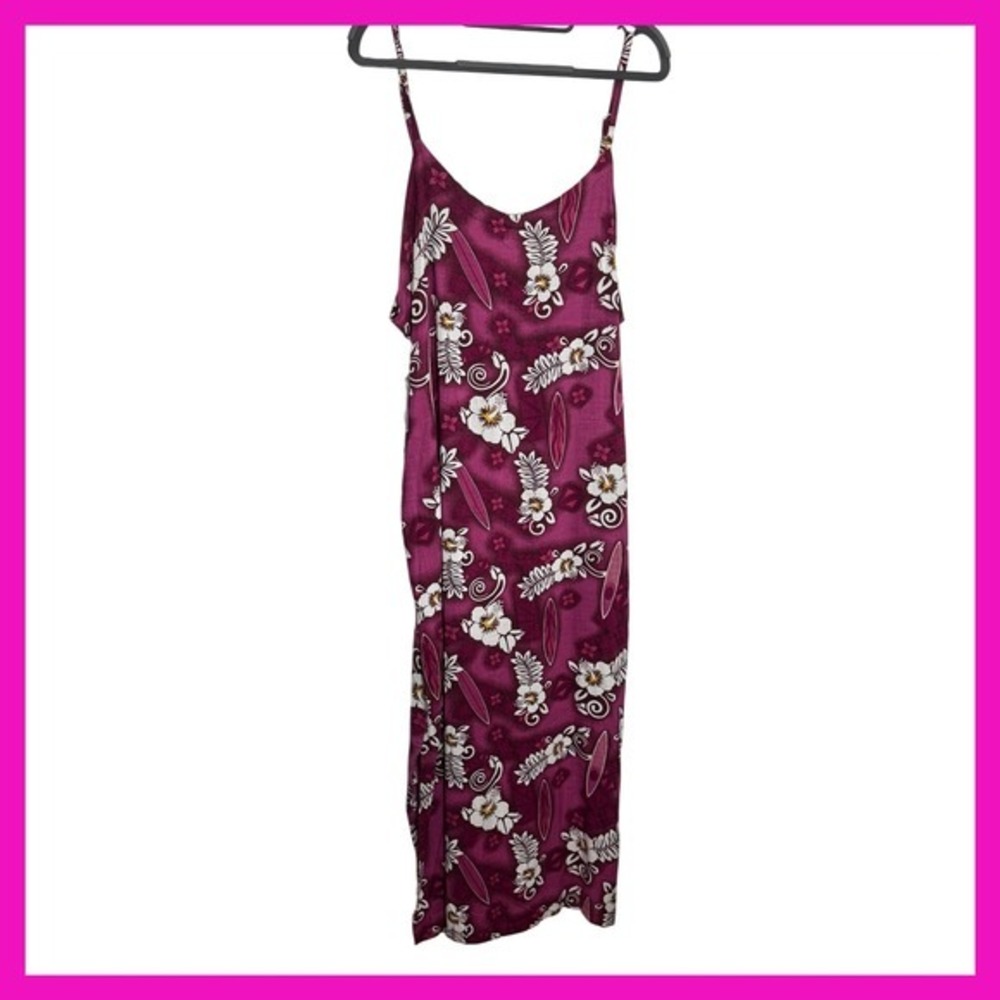 Clear Blue Sky Hot Pink Hibiscus Floral Midi Dress CBS9007 Med Sleeveless V-Neck